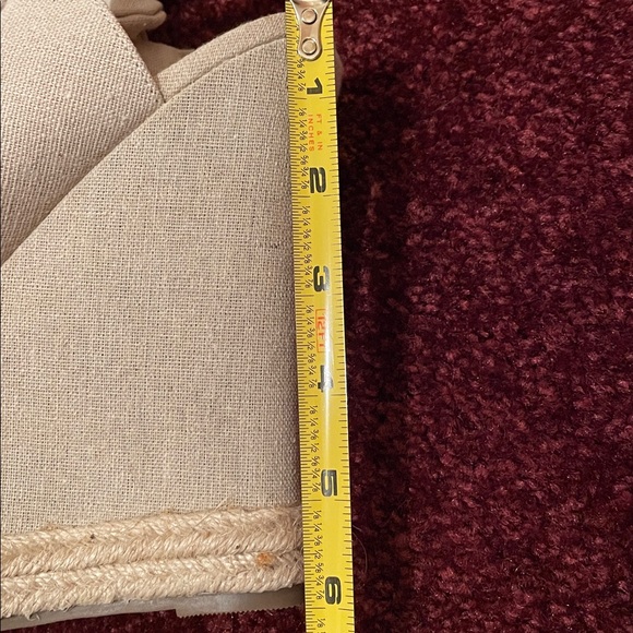 Shoe Dazzle Beige Wedge Sandals With Wrap Tie - Picture 8 of 8